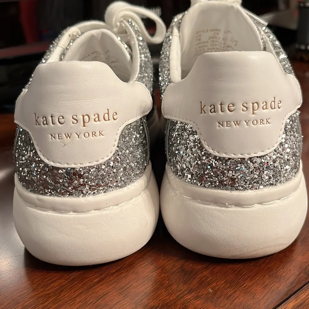 Kate Spade New York Lift Glitter Sneaker Silver Size 7
